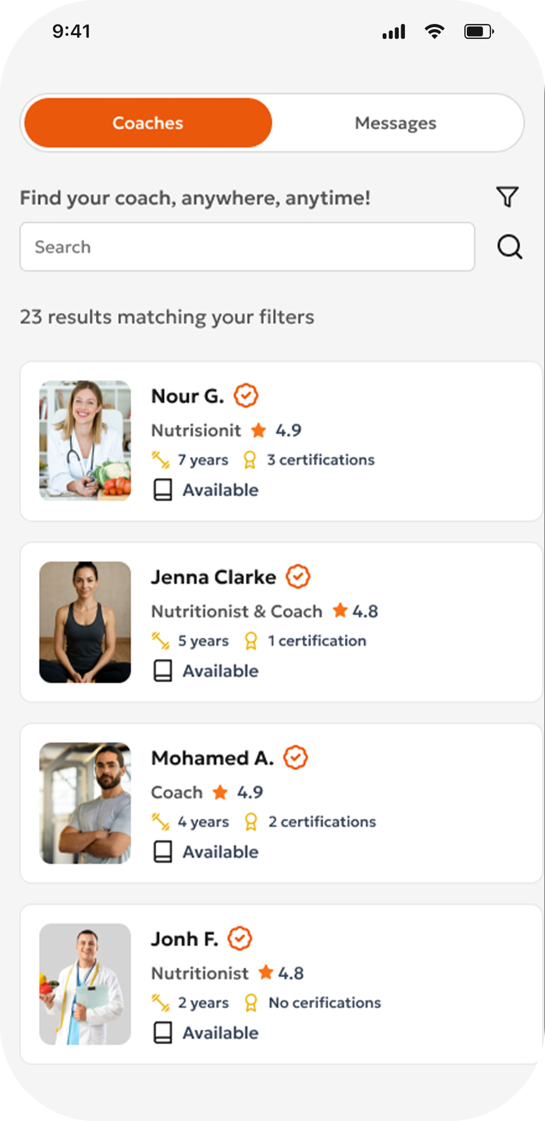 Coach Connect phone view